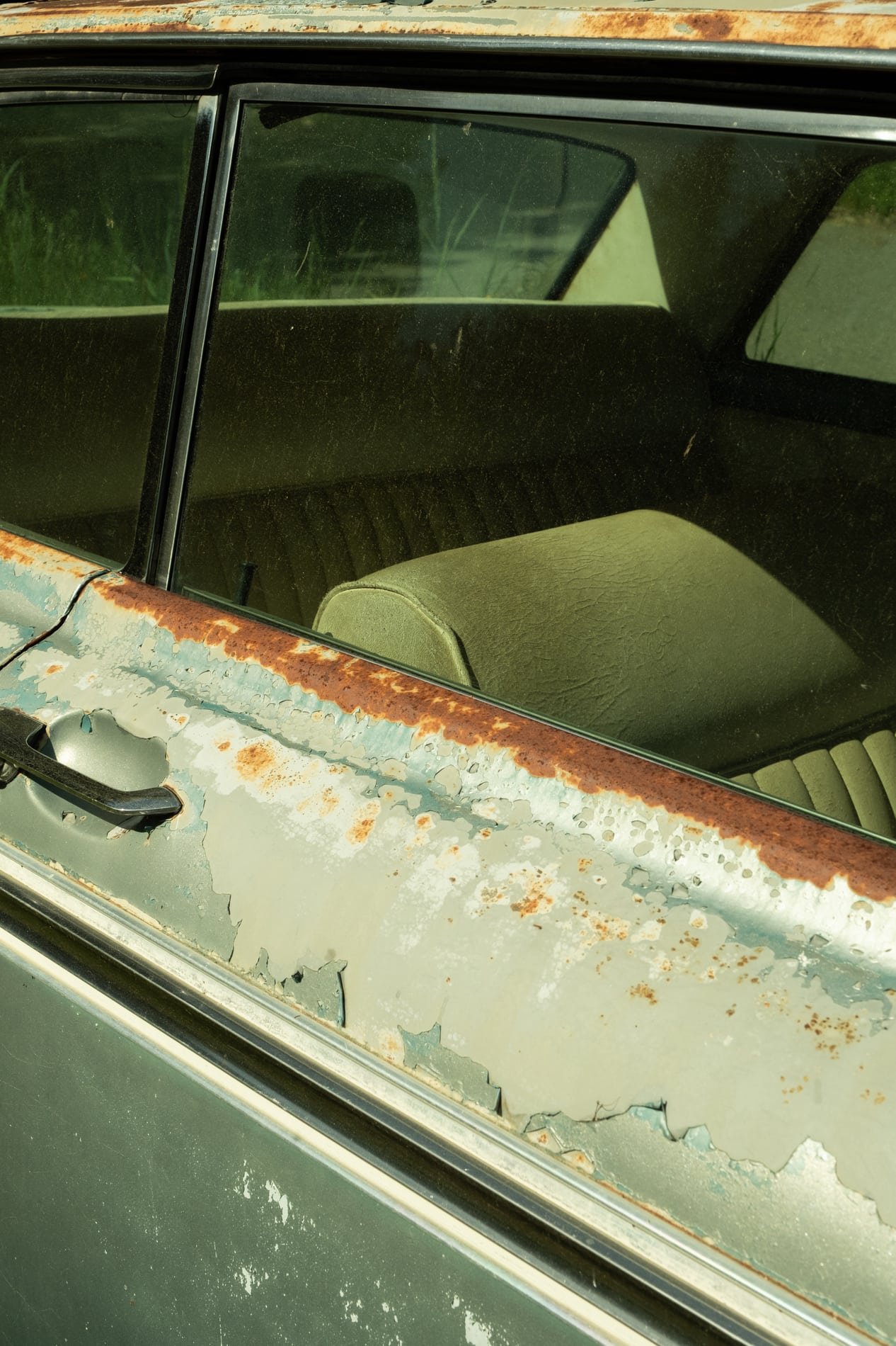 Weathered vintage car door
